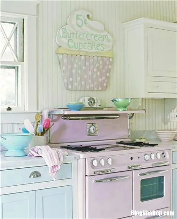 Căn bếp đẹp dịu dàng với sắc màu pastel