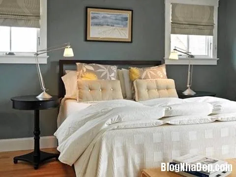 Phòng ngủ ấm cúng với gam màu xám