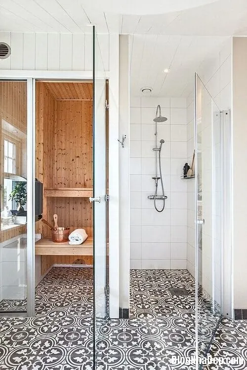 Phòng tắm ấn tượng hơn với gạch lát sàn