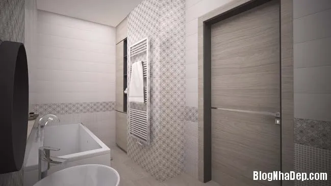 Phòng tắm tối giản đẹp mắt với gam màu trắng
