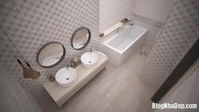 Phòng tắm tối giản đẹp mắt với gam màu trắng